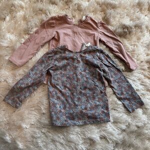 100% Cotton H&M Neutral Pink Blue Floral and Polka Dot Long Sleeve Tops Bundle